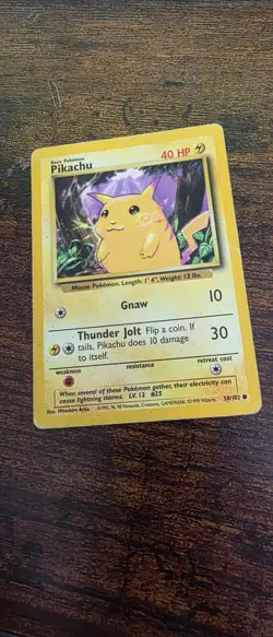 Pikachu 58/102 Common Base Set Unlimited Pokemon Moderately Played - Image 1