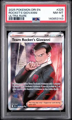 2025 POKEMON DRI EN-DESTINED RIVALS ULTRA RARE #225 TEAM ROCKET'S GIOVANNI PSA 9 - Image 1