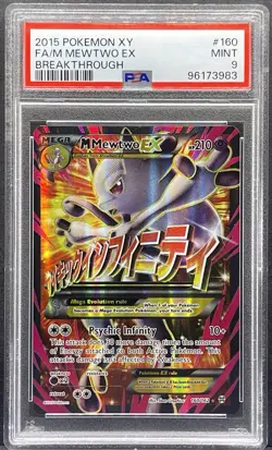 2015 POKEMON BREAKTHROUGH ULTRA RARE FULL ART M MEWTWO EX 160/162 PSA 9 - Image 1