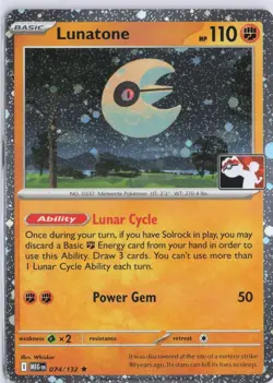 Lunatone 074/132 Prize Pack Rare Mega Evolution Pokemon Holo Near Mint - Image 1