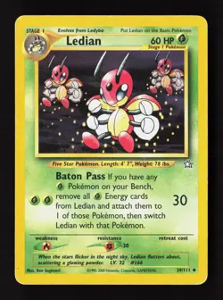 Ledian 39/111 Uncommon Neo Genesis Pokemon Unlimited Moderately Played - Image 1