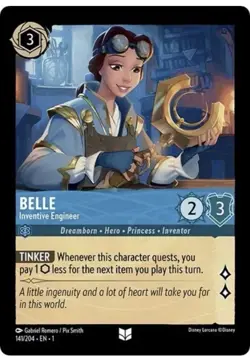 Disney Lorcana Belle Inventive Engineer 141/204 Cold Foil First Chapter - Image 1