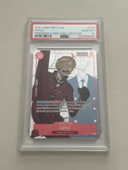 2023 ONE PIECE PREM BANDAI PREMIUM CARD COLL 25TH ED #013 SANJI PSA 10 - Image 1