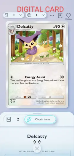 Delcatty Pokemon Pocket Mobile Game Celestial Guardians Set ◇◇ Rare Digital Card - Image 1