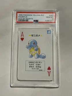 1998 Pokemon Yellow Poker Playing Card Squirtle Ace of Hearts - PSA 10 - Image 1