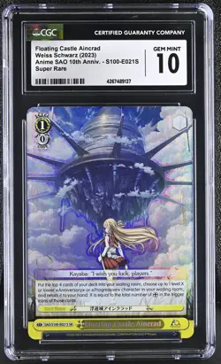 Weiss Schwarz GRADED Floating Castle Aincrad S100-E021S SR 10 CGC - Image 1