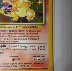 1999 Pokemon TCG Charizard Base Set Holo Unlimited Rare Card 4/102 MP/DMG - Image 3