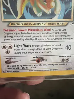 Pokemon Light Dragonite Neo Destiny Holo Rare Card 014/105 - Image 3
