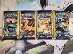 Pokemon TCG Evolutions Booster Pack Lot (4 Packs) English 3-Card Packs ART SET - Image 1