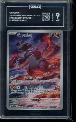 2023 Groudon 199/182 Paradox Rift Pokemon Holo Rare TAG 9 - Image 1