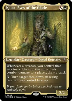 1x - Kaust, Eyes of the Glade -THICK STOCK -Display Commander - CMR: Murders MTG - Image 1