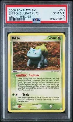 Pokemon Ditto Bulbasaur 36/113 Delta Species Regular PSA 10 New Cert Low Pop 32 - Image 1
