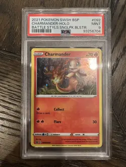 CHARMANDER Holo 2021 Pokemon SWSH Battle Styles Promo PSA 9 MINT - Image 1