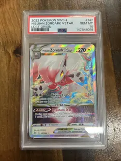 GRADED PSA 10 2022 Pokemon SWSH Hisuian Zoroark VStar Lost Origin #147 - Image 1
