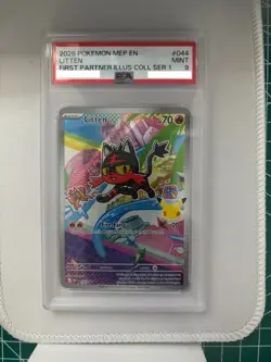 Litten 044 First Partner Illustration Collection Series 1 Pokemon PSA 9 - Image 1