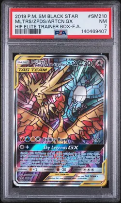 Moltres Zapdos Articuno Stained Glass Pokemon Black Star Promo SM210 PSA 7 - Image 1