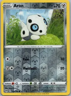 Aron 121/189 Common Darkness Ablaze Pokemon Reverse Holo Lightly Played - Image 1