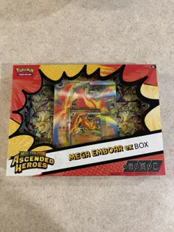 Pokemon Ascended Heroes Mega Emboar ex Box SEALED/NEW - Image 1
