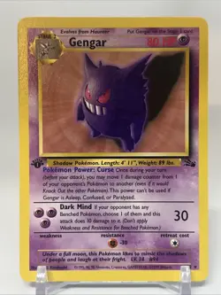 Gengar 20/62 Fossil 1st Edition Rare 80 HP English 1999 WOTC Pokemon TCG - Image 1
