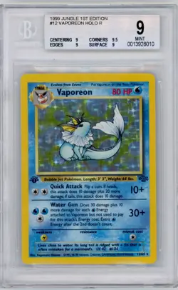 1999 Pokemon Jungle Vaporeon Holo 12/64 1st Edition BGS 9 - Image 1