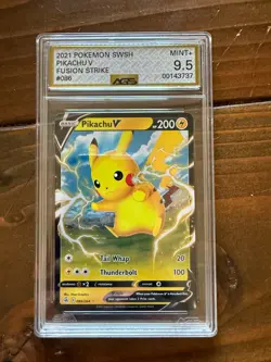 AGS 9.5 #086 PIKACHU V 2021 POKEMON SWORD & SHIELD FUSION STRIKE - Image 1