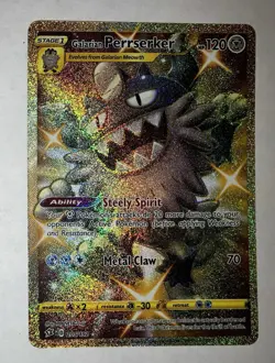 2020 Pokemon TCG Galarian Perrserker 205/192 Gold Secret Rare Rebel Clash Mint - Image 1