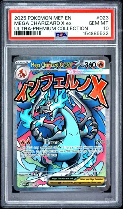 2025 Pokemon MEP Black Star Promos Mega Charizard X ex UPC #023 PSA 10 - Image 1