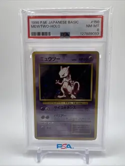 1996 Japanese Pokemon TCG Base Set Mewtwo #150 Holo PSA NM-MT 8 - Image 1