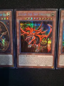 YuGiOh Egyptian God Set SBC2 Secret Rare Slifer Ra Obelisk Anime Speed Duel NM - Image 4