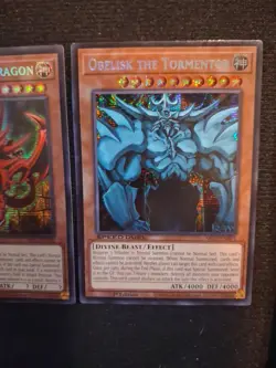 YuGiOh Egyptian God Set SBC2 Secret Rare Slifer Ra Obelisk Anime Speed Duel NM - Image 5