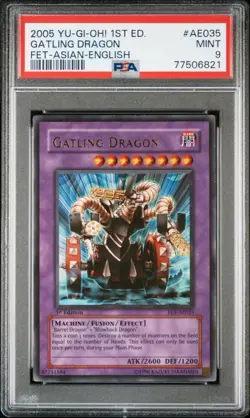 Yu-Gi-Oh! Gatling Dragon FET-AE035 1st Ed PSA 9 Asian English - Image 1