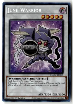 Junk Warrior BLMM-EN009 Secret Rare Yu-Gi-Oh 1st Edition Lightly Played - Image 1