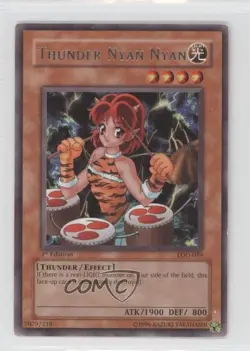 Thunder Nyan Nyan 1st Ed. YuGiOh Legacy of Darkness #LOD-059 2003 READ - Image 1