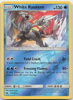 White Kyurem 63/214 Reverse Holo SM - Lost Thunder Pokemon Card NM - Image 1