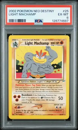 Pokemon Card Light Machamp 25/105 Neo Destiny PSA 6 EX-MT - Image 1