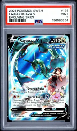 Rayquaza V 194/203 PSA 9 Evolving Skies Alt Art 2021 Pokemon Card Graded - Image 1