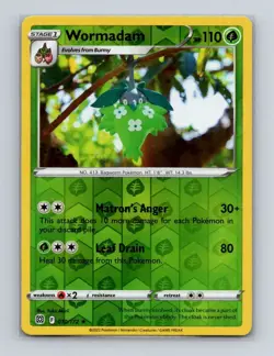 Wormadam 010 2022 Pokemon Brilliant Stars Yuka Morii Reverse Holo Rare Card NM+ - Image 1