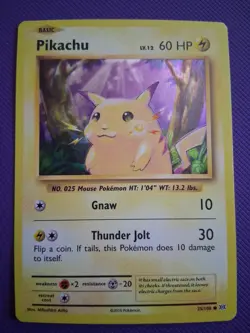 CREASED MP Pikachu 35/108 XY Evolutions Cracked Ice Holo Pokemon TCG Card - Image 1