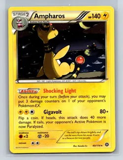 AMPHAROS 40/114 R STEAM SIEGE POKEMON LP - Image 1