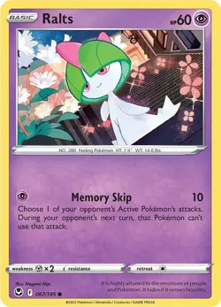 4x Pokemon TCG Ralts 067/195 - Sword & Shield Silver Tempest SIT Playset Common - Image 3