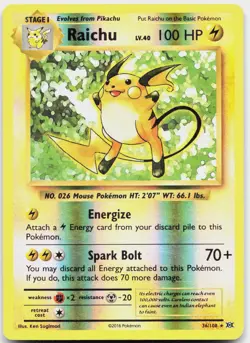 Raichu 36/108 Holo Rare Evolutions Pokemon Reverse Holo Lightly Played - Image 1