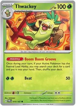 Pokemon TCG: Thwackey 015/167 Twilight Masquerade NM - Image 1