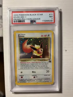 2000 Pokemon Black Star Eevee Holo Promo Pokemon League #11 PSA 7 NM - Image 1