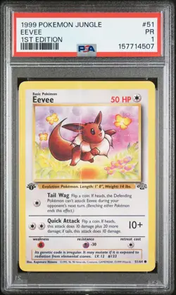 1999 POKEMON JUNGLE 1ST EDITION #51 EEVEE PSA 1 - Image 1
