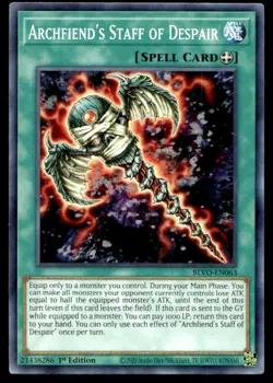 Archfiend's Staff of Despair Blazing Vortex BLVO-EN063 MP YuGiOh TCG | Buy 10 Ge - Image 1