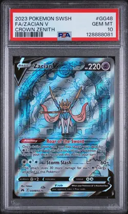 2023 POKEMON SWORD & SHIELD CROWN ZENITH #GG48 FULL ART/ZACIAN V PSA 10 - Image 1