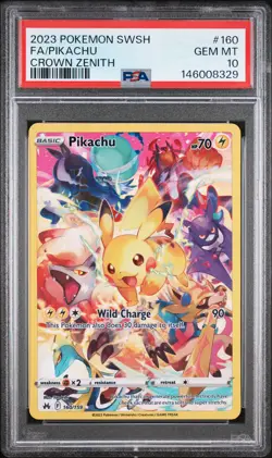 2023 POKEMON SWORD & SHIELD CROWN ZENITH #160 FULL ART/PIKACHU PSA 10 - Image 1