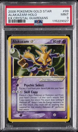 2006 POKEMON EX CRYSTAL GUARDIANS GOLD STAR #99 ALAKAZAM-HOLO PSA 9 - Image 1