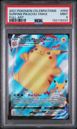 PSA 9 Surfing Pikachu VMAX - 009/025 - Celebrations - Pokemon - Read Description - Image 1
