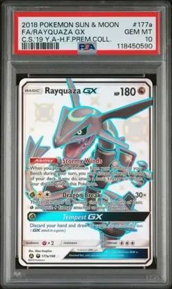 PSA 10 Rayquaza GX 177a/168 Hidden Fates Premium Collection Pokemon Card - Image 1